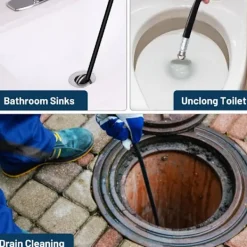 Online 15M Högtrycks Avloppsrengöringsslang 180bar Flexibel Avloppsrengöringsslang Högtrycksslang med Jetmunstycke och Roterande Munstycke, Adaptrar för K