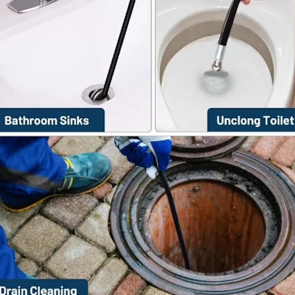 Online 15M Högtrycks Avloppsrengöringsslang 180bar Flexibel Avloppsrengöringsslang Högtrycksslang med Jetmunstycke och Roterande Munstycke, Adaptrar för K