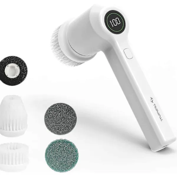 Outlet M4 280RPM Sladdlös Rengöringsborste – 2 Borsthuvuden för Badrum/Kök, Handhållen