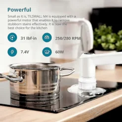 Outlet M4 280RPM Sladdlös Rengöringsborste – 2 Borsthuvuden för Badrum/Kök, Handhållen