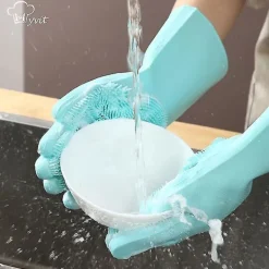 Discount Magiska Silikonhandskar för Hemstädning, Återanvändbara Gummihandskar för Diskning
