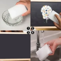 Discount Magiska Svampar, 50 st Melaminsvamp - Magisk Radergummi för Badrum, Pool, Kök, Golv, Vägg - Vit 10x7x3cm
