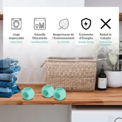 Magnetisk Antikalkboll - Set om 4 - Ekologisk Tvättboll, Skyddar mot Kalk utan Tvättmedel