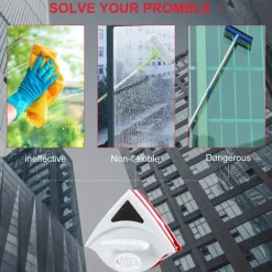 Clearance Magnetisk fönsterputs för 15-24 mm dubbelglas med starkt magnetiskt ergonomiskt handtag Design-Röd