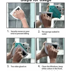 Outlet Magnetisk fönsterputs för dubbelglas, dubbelsidig fönsterputs, invändig fönsterputs för 3-8 mm glasfönster, med fallskyddsrep