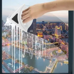 Outlet Magnetisk fönsterputsare, dubbelsidig fönsterrengöringsverktyg med anti-fallrep, fönsterrengöringsborste för 3-8 mm enkelglas (blå)