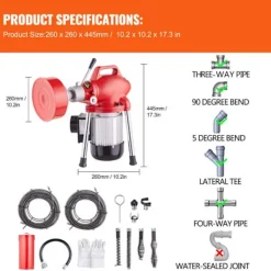 Discount DUOKU Maskin för Rengöring av Avlopp-- 120FT x 5/8"- 370W Elektrisk Borr för Avlopp- Manuell Matning