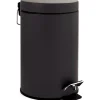 Matt Svart Rund Soptunna med Flipplock, Hushållens Långsamma Tysta Pedalrengöringshink med Lock