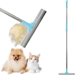 Outlet Mattrake Teleskopiskt Metall Långt Handtag Djurhårsborttagningsverktyg Återanvändbar Katt Hundhår Ludd Borttagare Mattrengörare Skrapa