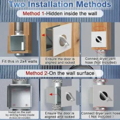 Sale Metall Torktumlare Luddfilter, Inomhus Torktumlare Ventil med Luddbehållare, Passar i 2x4 Väggram/Väggens Yta As Shown