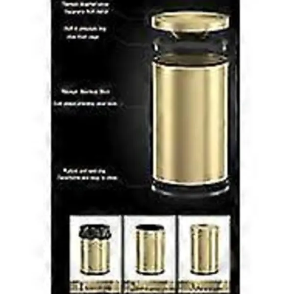 Hot Metallisk Guld Stål Papperskorg för Badrum med Svänglock, 9L Kompakt Papperskorg{FY}