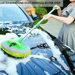 LBSS Mikrofiber biltvättborste mopp förlängbart långt handtag repfritt avtagbart och tvättbart cover för bil Replace Spare Head Cover