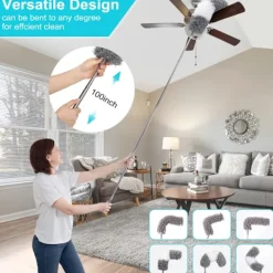 Discount Mikrofiber Dammborste Utdragbar Dammvippa Multifunktionell Dammuppsamlare för Rengöring Högt Tak, Persienner, Möbler, Bilar 7pcs