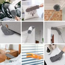 Discount Mikrofiber Dammborste Utdragbar Dammvippa Multifunktionell Dammuppsamlare för Rengöring Högt Tak, Persienner, Möbler, Bilar 7pcs