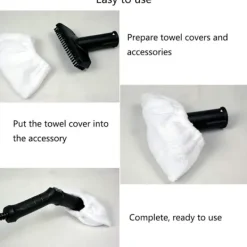 Online Mikrofiber ångrengöring för manuellt munstycke, set med svampdukar, svampbomullsöverdrag, kompatibelt med de flesta ångrengörare (vit)