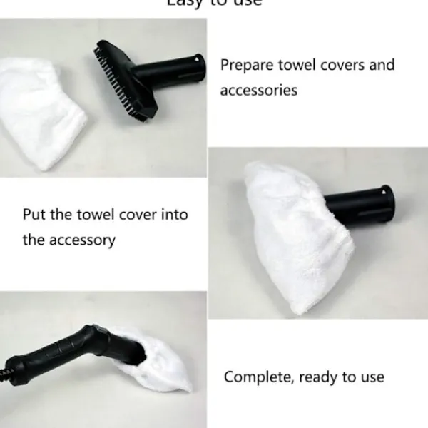 Online Mikrofiber ångrengöring för manuellt munstycke, set med svampdukar, svampbomullsöverdrag, kompatibelt med de flesta ångrengörare (vit)