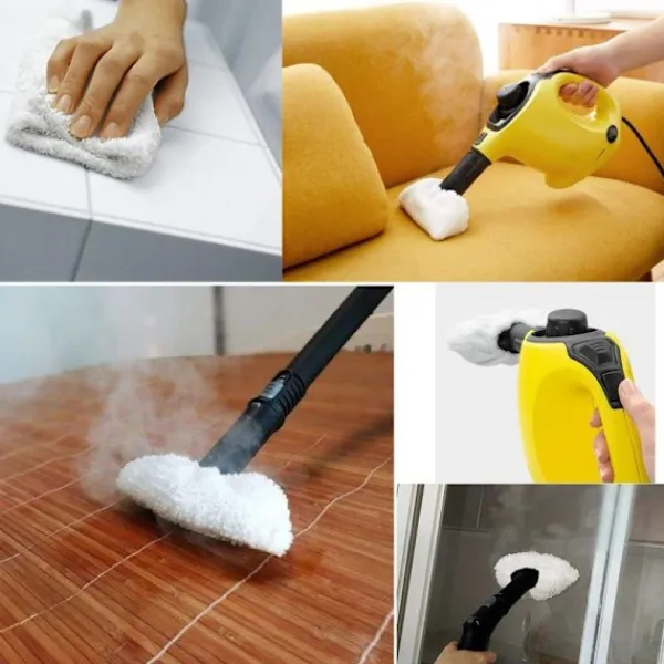 Online Mikrofiber ångrengöring för manuellt munstycke, set med svampdukar, svampbomullsöverdrag, kompatibelt med de flesta ångrengörare (vit)