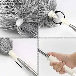 New Mikrofiberdammvippa med förlängningsstång (rostfritt stål), extra lång och utdragbar spindelvävsdammvippa, hopfällbar dammvippa för rengöring av högt i tak | Fyndiq