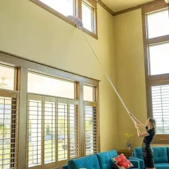 Hot Mikrofiberdammvippa med förlängningsstång (rostfritt stål), extra lång och utdragbar spindelvävsdammvippa, hopfällbar, A