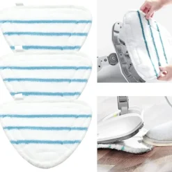 Online Mikrofiberångmoppöverdrag Tillbehör Universal Tvättbara Triangeldukar för Heta Sprayångrengörare, Vita Mikrofiberångmoppdynor Maskintvättbara