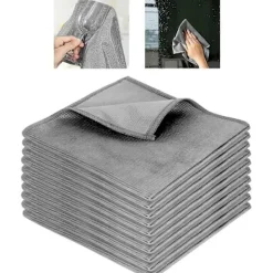 Best Mikrofiberrengöringsdukar 10-pack, Glasrengöringsdukar Luddfritt Repfritt, för Glasfönster Skärmar Speglar, 30 x 30cm Grå