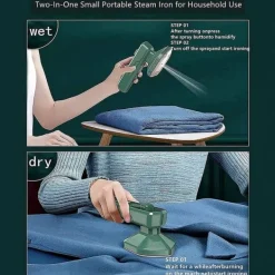 Sale Mikrostrykjärn, handhållet hushålls ångstrykjärn hopfällbart bärbart ministrykjärn, reseplaggångare, stödjer torr- och våtstrykning