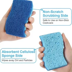 Best NICEGOU Miljövänlig Repfri Köks-cellulosasvamp, Miljövänlig Dubbelsidig Diskmaskinsvamp för Kök, 12-pack (Blå)