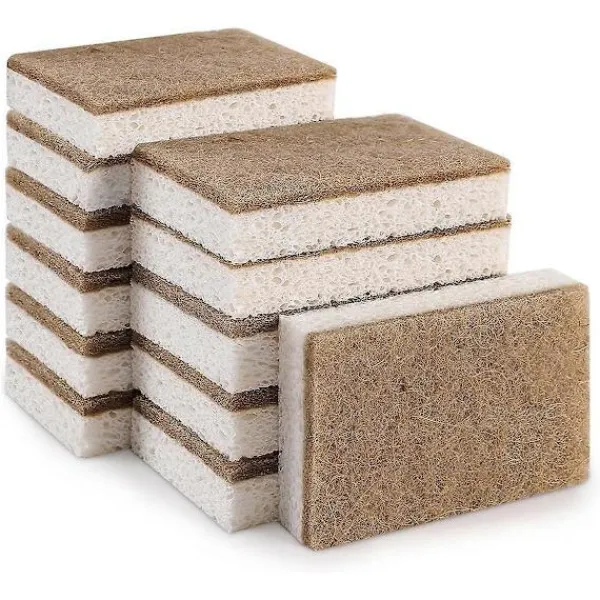 Discount Fww Miljövänliga Naturliga Svampar för Disk 12-pack - Biologiskt Nedbrytbar Köksvamp med Komposterbar Kokosskrubb