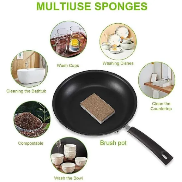 Discount Fww Miljövänliga Naturliga Svampar för Disk 12-pack - Biologiskt Nedbrytbar Köksvamp med Komposterbar Kokosskrubb