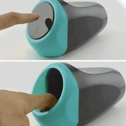 New Mini Bil Papperskorg Plastavfall Soptunna 9*6*15CM Soptunna Förvaringsbehållare kompatibel Bilinteriör/Kontor/Hemma (Blå-Mini Soptunna)