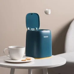 Outlet Mini Bänkskiva Soptunna, Avfallstunna med Trycklock, Soptunna Dispenser, Mini Soptunna för Soffbord, Badrum