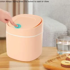 New Mini Bordssopbehållare med Lock Liten Sovrum Pappers Sopbehållare fo