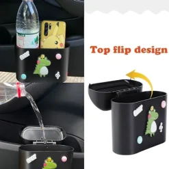 Mini Bärbar Läcksäker Plastbilkopphållare Papperskorg Läcksäker