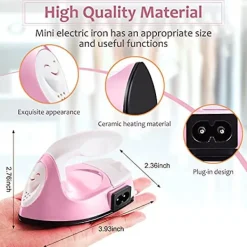 Best Mini Craft Iron Mini Värmepress Mini Strykjärn Bärbar Praktisk Värmepress Liten Strykjärn med Laddningsbas Tillbehör, Blå