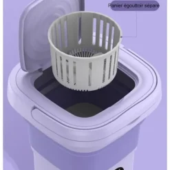 Outlet Mini Hopfällbar Tvättmaskin 8L Lila Violett Ljussterilisering Bärbar Underkläder Tvättmaskin