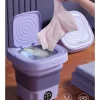 Mini Hopfällbar Tvättmaskin 8L Lila Violett Ljussterilisering Bärbar Underklädestvättmaskin[PL]