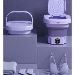 Mini Hopfällbar Tvättmaskin 8L Lila Violett Ljussterilisering Bärbar Underklädestvättmaskin[PL]