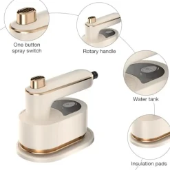 Outlet Mini Hopfällbart Ångstrykjärn - Portabelt Resestrykjärn med Spray för Klädstrykning