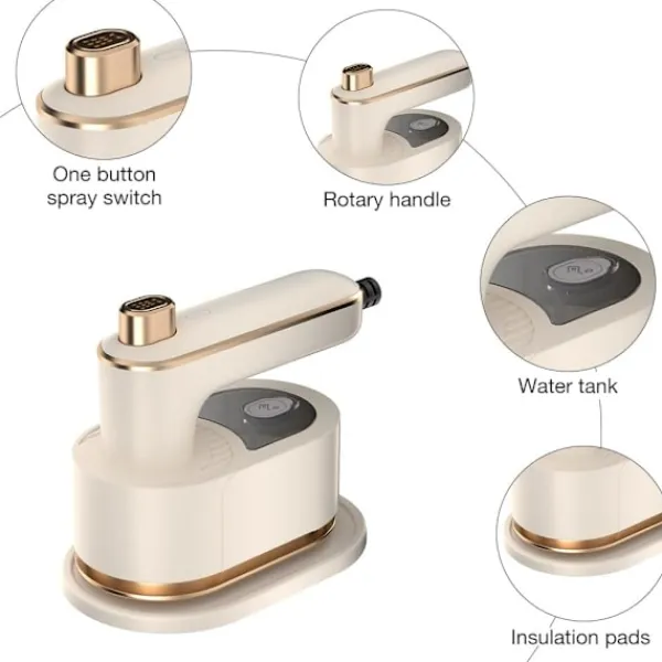 Outlet Mini Hopfällbart Ångstrykjärn - Portabelt Resestrykjärn med Spray för Klädstrykning