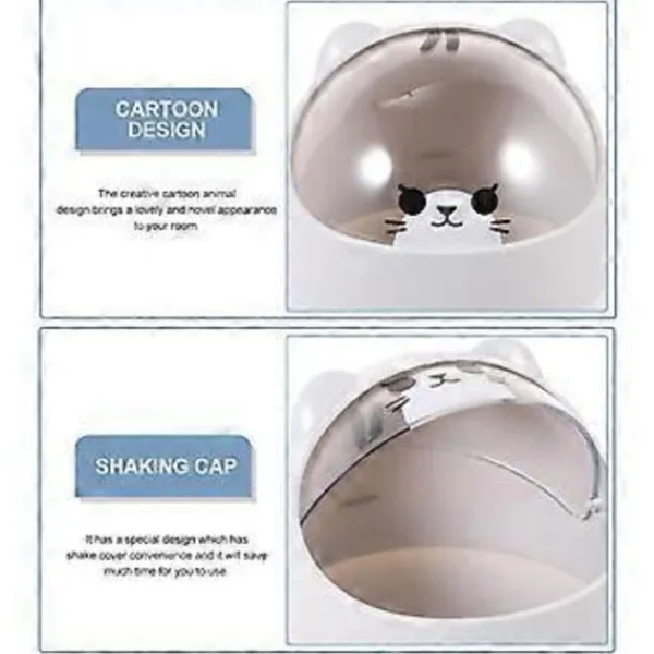 New Mini Kawaii Söt Björn Papperskorg Skrivbord Flip Papperskorg med Lock Tecknad Papperskorg Liten Papperskorg för Badrum Kök Kontor Sovsal Grå