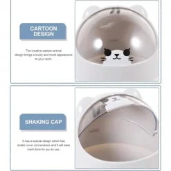 New Mini Kawaii Söt Björn Papperskorg Skrivbord Flip Papperskorg med Lock Tecknad Papperskorg Liten Papperskorg för Badrum Kök Kontor Sovsal Grå