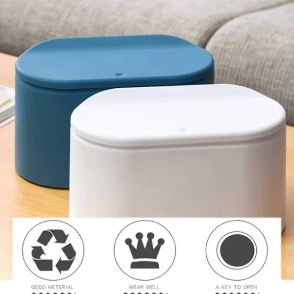 Online Mini Kontor Kreativ Plast Täckt Papperskorg Kök Vardagsrum Student Sovsal Skräppress