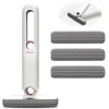 Outlet Mini Mopp, Portabel Själv-Vridande Svampmopp, Handsfree Rengöring Mini Mopp för Badrum, Kök (3 Bomullssvampar och 1 Presshandtag) 2-pack