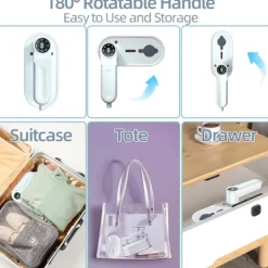 Clearance Holocky Mini Ångstrykjärn, Bärbar Ångstrykjärn med 8 Förinställda Ång- och Temperaturinställningar EU White