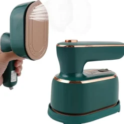 Outlet Mini Ångstrykjärn, 1090W Vikbart Handhållet Reseångstrykjärn, Keramisk Nonstick-Sula, 15s Snabb Uppvärmning Green