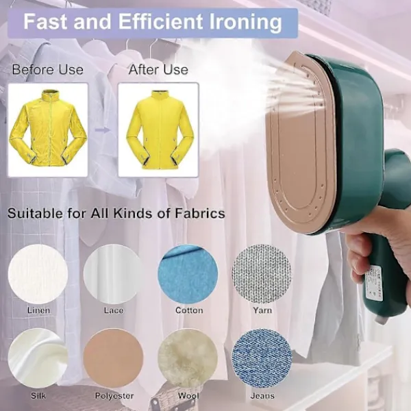 Outlet Mini Ångstrykjärn, 1090W Vikbart Handhållet Reseångstrykjärn, Keramisk Nonstick-Sula, 15s Snabb Uppvärmning Green