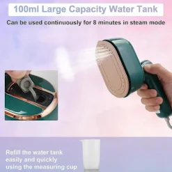 Outlet Mini Ångstrykjärn, 1090W Vikbart Handhållet Reseångstrykjärn, Keramisk Nonstick-Sula, 15s Snabb Uppvärmning Green