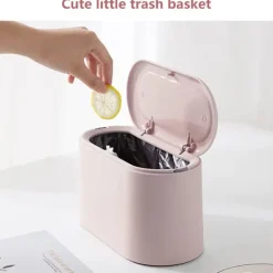 Hot AUGRO Mini papperskorg Bordspapperskorg med lock Sovrumspapperskorg (Rosa)
