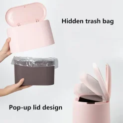 Hot AUGRO Mini papperskorg Bordspapperskorg med lock Sovrumspapperskorg (Rosa)