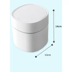 Best Mini papperskorg för skrivbord med lock, liten knopp, vit